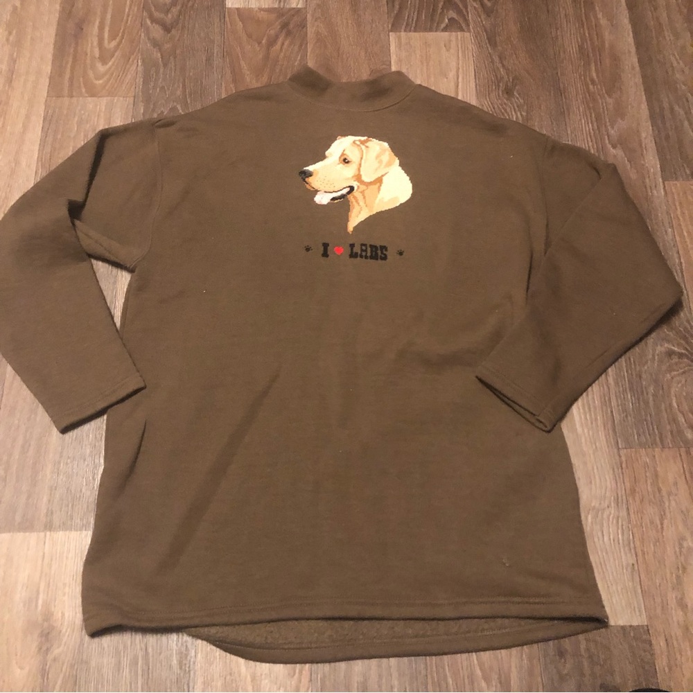 Vintage Lee I love labs sweatshirt brown embroidered size large